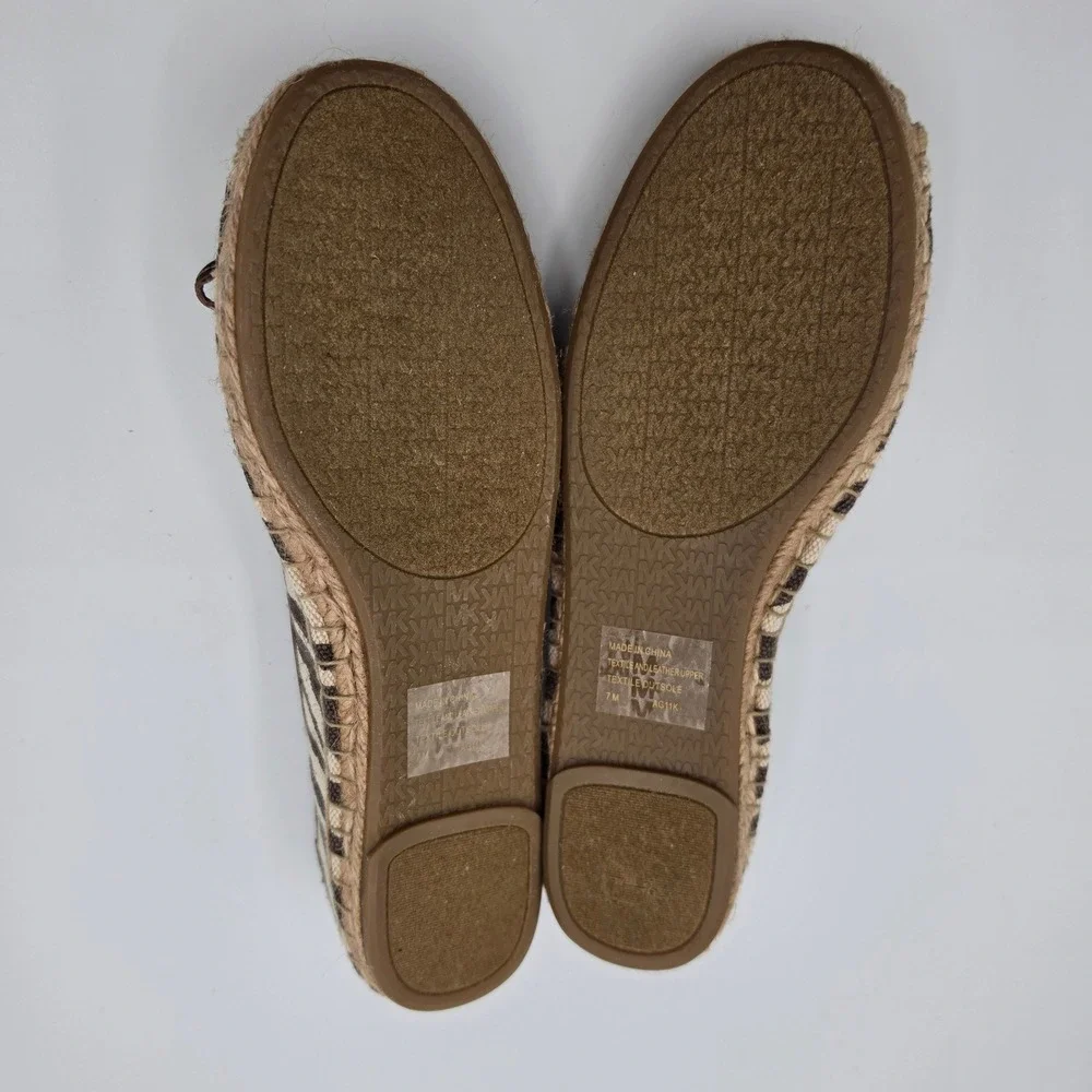 Michael Kors‎ Espadrille Flats Womens 7 Brown Zebra Excellent Bow Logo AG11K